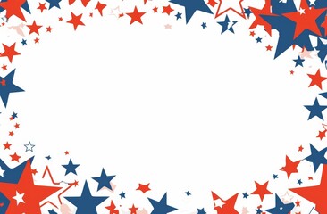 Wall Mural - white Background with Red, White, and Blue Stars Forming Bottom Border for American Patriotic Theme