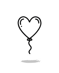 Wall Mural - Vector illustration of a heart shaped balloon with a ribbon and a shadow.