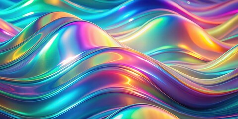 Wall Mural - Rainbow holographic waves texture, holographic, rainbow, waves, colorful, abstract, iridescent, shiny, vibrant