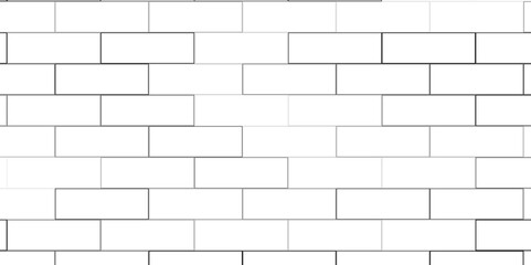 Wall Mural - Ceramic white bricks, metro tiles seamless horizontal pattern. Modern repeating stylish texture. Flat texture on white background. Vector