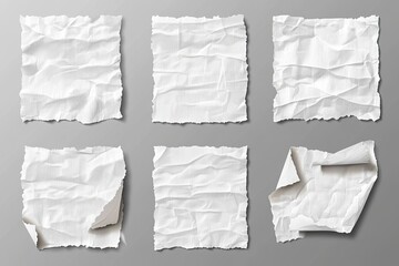 torn blank pages with uneven texture edges. set of ripped white paper sheets png isolated on transparent background. document or newspaper mockup , ai