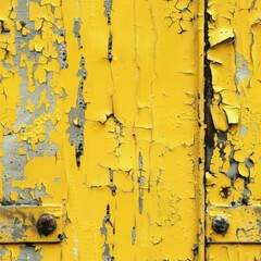 Poster - Peeling yellow paint on wood