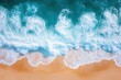 © Dzikrul Husnani - Summer seascape beautiful waves, blue sea water in sunny day. Top view from drone. Sea aerial surf, amazing tropical nature background. Mediterranean bright sea bay, waves splashing beach sandy , ai