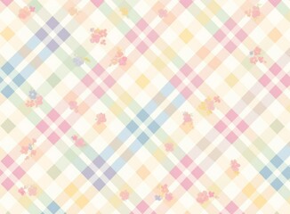 Wall Mural - Seamless Pastel Gingham Fabric Pattern with pastel Whimsical Design