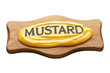 © Barbara Taylor - wood board with condiment mustard, mustard written,  isolated transparent, png, background