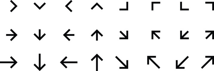 Aufkleber - set of different direction black arrow symbol vector illustration.