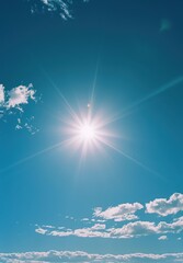 Wall Mural - Sun shining bright in blue sky