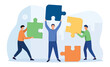 © free_illustration10 - Team metaphor, cooperation, partnership concept. People connecting puzzle elements. Partners holding big jigsaw puzzle pieces. Vector illustration.