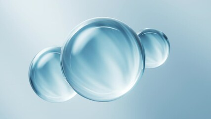 Canvas Print - Transparent blue bubbles background, 3d rendering.