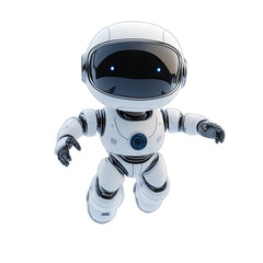brave robot flying in the sky, 3d illustration, ai. driven creativity. isolated on a transparent bac