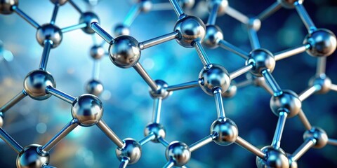 Abstract background of a geometric molecule representing a nano chemical concept , medicine, molecule, atom, geometric