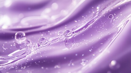 Close-up image displaying a wave-like purple gel texture with glossy highlights and clear droplets.