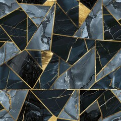 Wall Mural - Geometric black marble