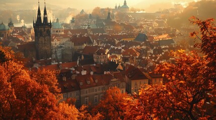 Autumn in Prague: Czech historical city