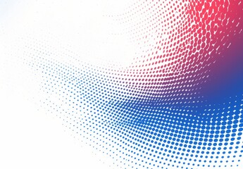 Abstract Halftone Background with Wavy Dots in Red and Blue Gradient on White