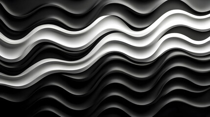 Wall Mural - Abstract Black and White Wave Pattern Background