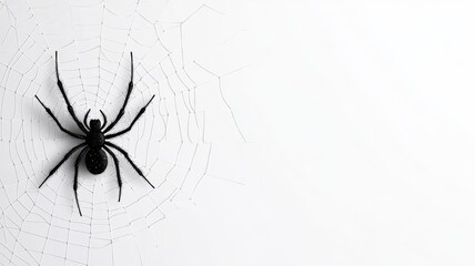 A spider web, intricate and detailed with a small black spider, vector illustration, isolated on white background