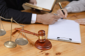 Lawyer or judge consult, Lawyer meeting in office, Lawyer contract and agreement concept.