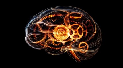 Poster - A brain with gears and a clock on it
