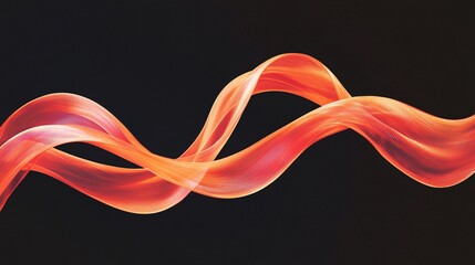 Canvas Print - Abstract orange and pink wave design on a dark background, conveying fluid motion and elegance.