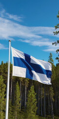 Poster - the flag of Finland. Finnish holidays