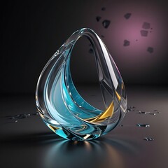 Abstract glass shape, 3d render