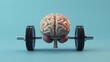 © Creative Art7 - 3D render of a human brain lifting weights, against a blue background