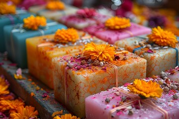 Wall Mural - a group of colorful boxes with flowers