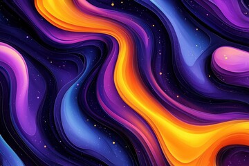 Canvas Print - Abstract Purple, Blue, and Orange Swirls with Scattered Dots