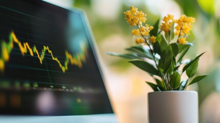 Poster - A close up shot of a financial chart on a computer screen, showcasing trends in revenue, expenses, and profit margins.