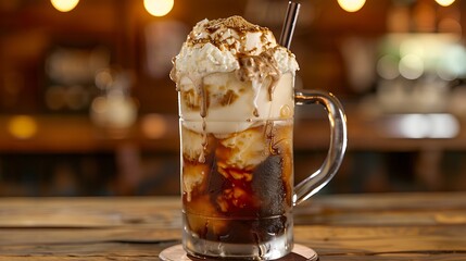 Wall Mural - Enjoy a sweet treat in a frosted mug in honor of national root beer float day