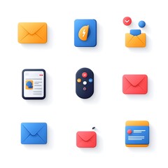 Poster - Flat Gradient Communication Tools Icon Set Featuring Phone Chat Bubble and Email Symbols