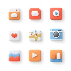 Aufkleber - Flat Gradient Icon Set for Mobile Application User Interface