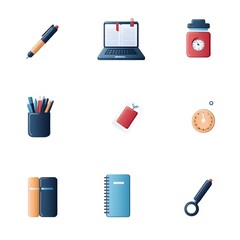 Aufkleber - Flat Gradient Icon Set of Essential Office Supplies for Modern Workspaces