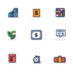Poster - Flat Gradient Icon Set of Global Currencies Including Dollar Euro and Yen