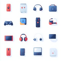 Poster - Flat Gradient Icons for Electronic Gadgets and Devices