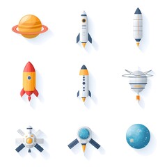 Poster - Flat Gradient Icons for Space and Futuristic Technology