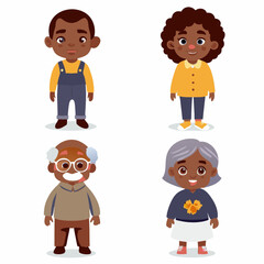 Diverse Black Characters of Various Ages for Print-on-Demand T-Shirts and Educational Materials