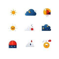 Aufkleber - Flat Gradient Weather Icon Set for Digital Interfaces and Forecasts