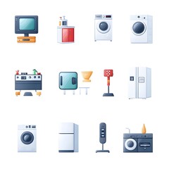 Aufkleber - Gradient Icon Set of Essential Household Electronics