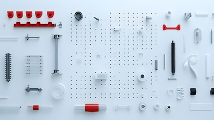Aufkleber - Neatly Arranged ABS Brake System Components on Bright White Surface for Product Showcase