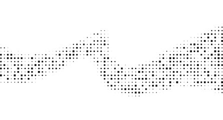 Wall Mural - Halftone rhythm black wave. Vector illustration. Halftone square dots pattern.