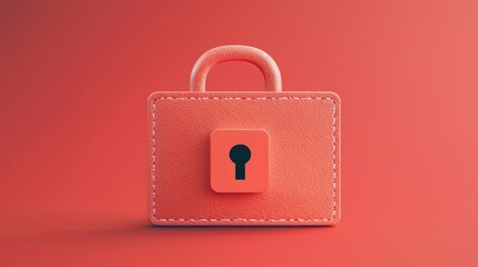 Poster - Red Padlock 3D Render.