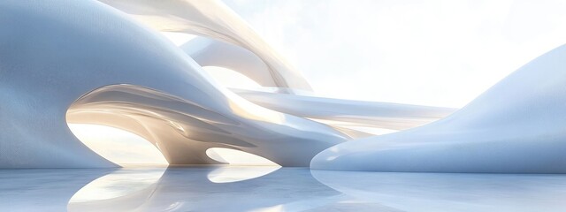 Poster - Abstract Design Concept of White Architecture in 3D Rendering
