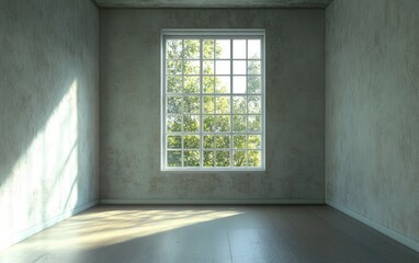 Poster - Empty interior featuring a window in a 3D rendering