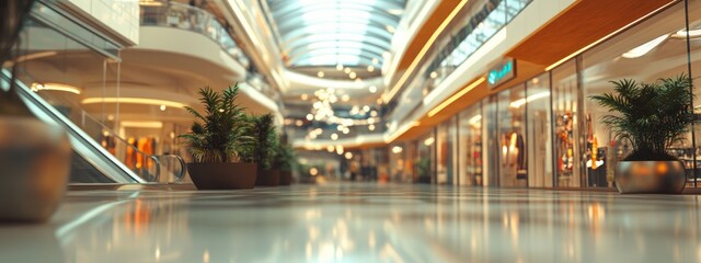 Poster - 3D rendering of a vintage blurred scene in a shopping mall