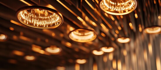 Poster - 3D rendering of warm lighting emanating from elegant ceiling lamps