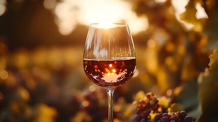 Sticker - A close-up of a hand elegantly swirling a glass of red wine, with the rich liquid catching the light, a blurred vineyard visible in the background, warm tones, cinematic focus on the glass and wine,