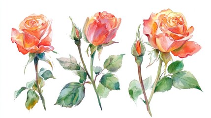 Poster - Watercolor sketches of roses