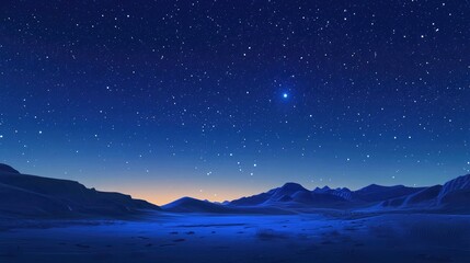 Aufkleber - Cartoon rendering in 3D of a blue starry sky at dawn